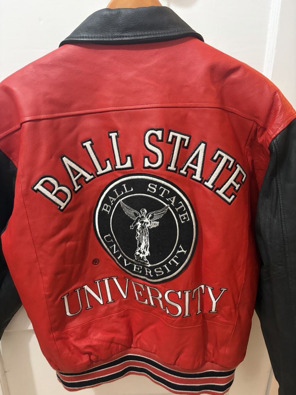 B8 Vintage CSC 1990's Ball State, leather jacket Size Large Varsity 90's
